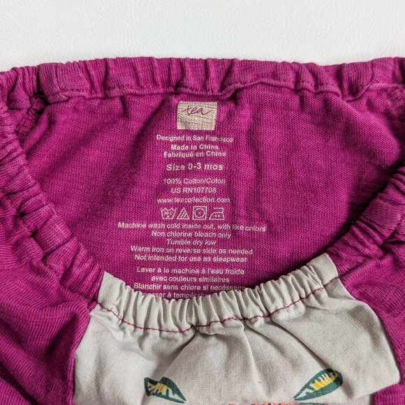 Tea Collection Bundle 3 Rompers Baby Girl 0-3 Months Pinks & Purples - Picture 5 of 14